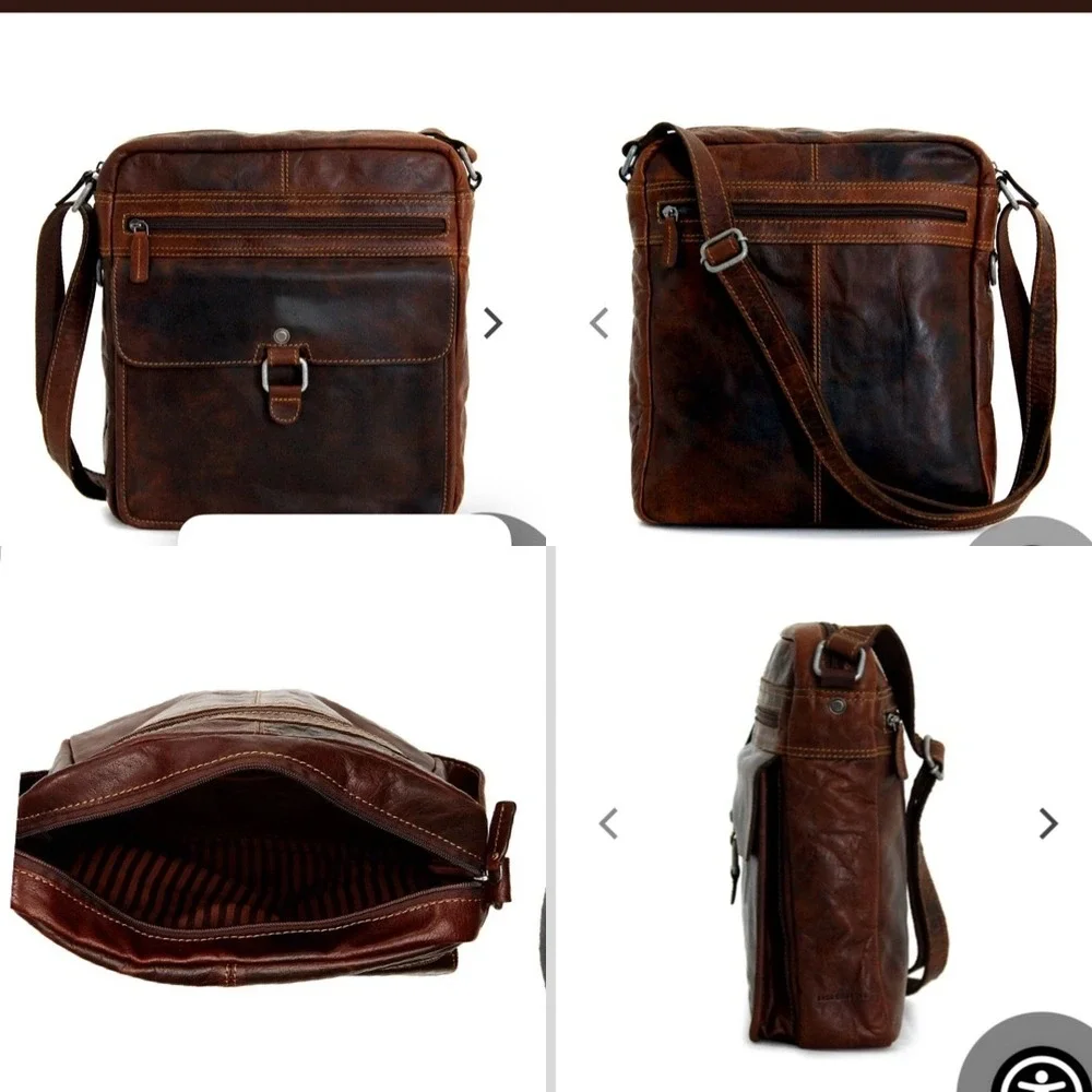 Jack Georges Voyager 7205 Brown Buffalo Leather Messenger Crossbody Bag